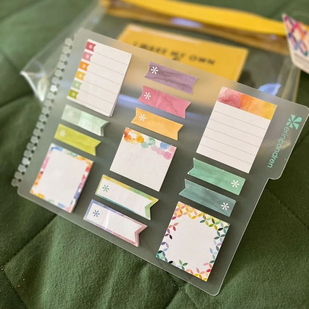 Erin Condren Yellow Transparent Bag and half dashboard clip in of sticky notes - Picture 2 of 2
